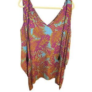 ASTR‎ The Lable Women Large Muumuu Dress Cold Shoulder Tassels Handkerchief Hem